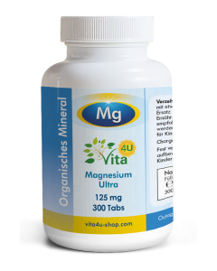 Magnesium Ultra Chelat 125 mg - Magnesiumbisglycinat 900 mg bioverfügbar | 300 Tabletten
