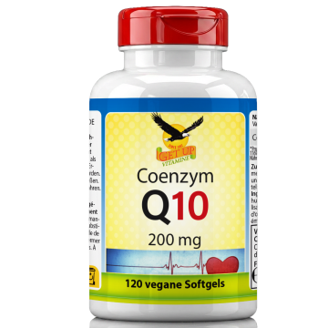 Coenzym Q10 200 mg, vegane Formel, 120 Weichkapseln in einer Dose, Nahrungsergänzungsmittel für Energie und Zellschutz