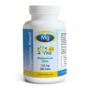 Magnesium Ultra Chelat 125 mg - Magnesiumbisglycinat 900 mg bioverfügbar | 300 Tabletten