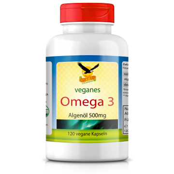 Omega 3 veganes Algenöl 500mg mit DHA | 120 Kapseln