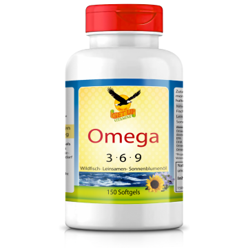Omega 3-6-9 hochdosiert 1000 mg, reich an EPA & DHA | 150 Kapseln