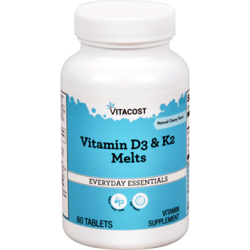 Vitamin D3 + K2 Lutsch mit Kirschgeschmack - D3 1000 IE & K2 90μg MK7 VEGGY | 60 Lutschpastillen